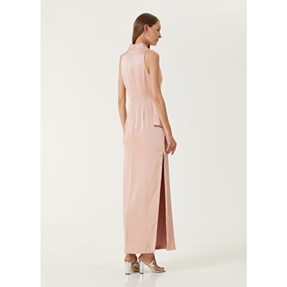 Aidan Mattox Satin Cowl Neck Sleeveless Side Ruffle Gown Maxi Dress Size 8 NWOT - Picture 5 of 14